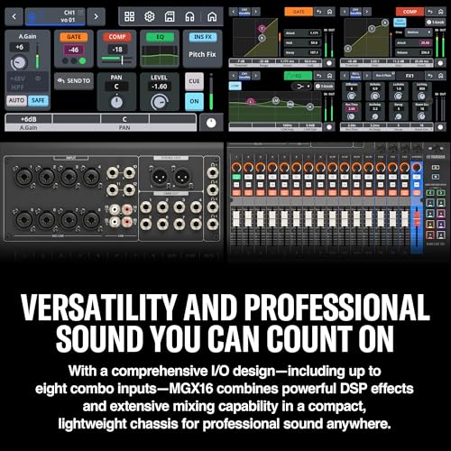 Yamaha MGX16 22ch Digital Mixing Console, Dual USB-C Audio Interface, Includes Cubase Al, WaveLab Cast LE, Basic FX Suite and Steinberg Plus Software Bundle, White MGX16 W - size: 16-Input, style: Digital Mixer - White