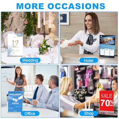EHWINE 24 Pack Acrylic Sign Holders 4x6 Double-Sided Tabletop Display Stands for Menus Flyers & Signs, Clear Acrylic Picture Frame for Office Business Store & Events - size: 24 Pack 4x6 Inch