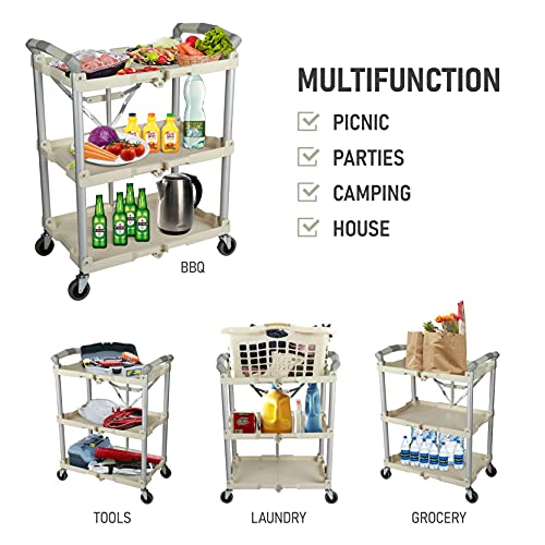 Olympia Tools 89-351 Pack-N-Roll Folding Collapsible Service Cart, 150LB Capacity, White - color: White, size: 150LB