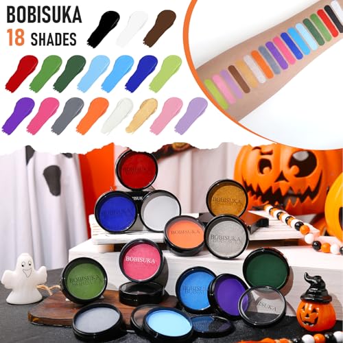 BOBISUKA Light Green Face Body Paint, Water-Based Face Painting for Halloween,Christmas & St. Patrick's Day, Non-Toxic Facepaint for Witch Monster Gamora Goblin Grinch Hulk SFX Makeup Cosplay Party - color: Light Green