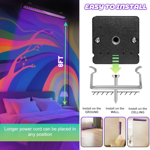 Upgraded 4 Pack 24W LED Black Light Bar, Black Lights Party Supplies for Halloween Glow Fluorescent Party Bedroom Game Room Body Paint Stage Lighting - style: 4Pack