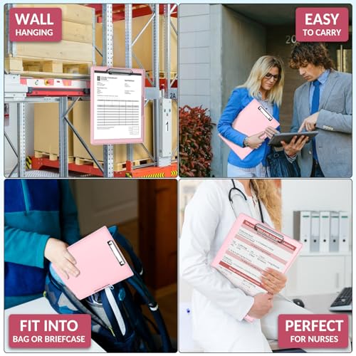 Sooez Nursing Clipboard with Storage, Clear Top Clip Boards 8.5x11, Pink | Heavy Duty Plastic, Dry Erase, High Capacity, Nurse Essentials, Dental Assistant, Teacher & College School Office Supplies - color: Light Pink