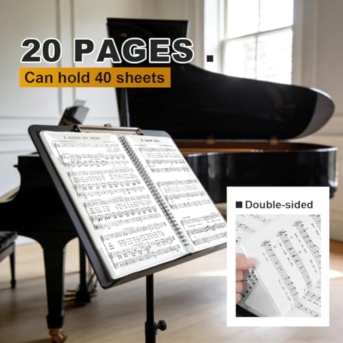 Music Folder, Bulk 10 Pack Sheet Music Holder(10 Pack) | Bulk 10 Pack Sheet Music Holder Allow Annotations,40 Pages Spiral Sheet Music Binder Organizer, Sheet Music Storage - size: 10 Pack