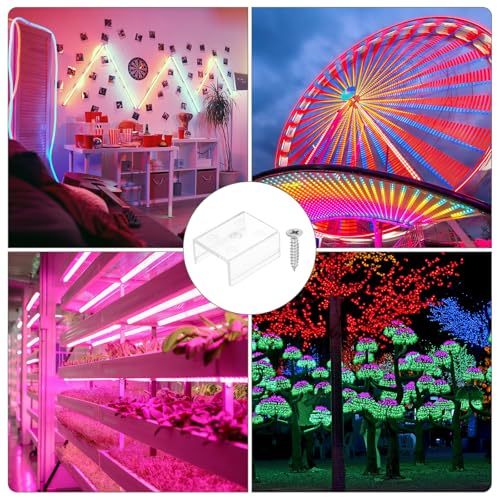 PATIKIL LED Strip Light Clips, 48pcs Mounting Bracket Fixing Clips Plastic Clamp Holders with 304 Stainless Steel Screws for 19mm-20.4mm Width Neon RGB Light Cable Ribbon - size: 19mm-20.4mm