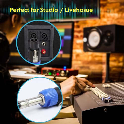 HBU 2 Packs Speakon to 1/4 Connector - 2pcs Speak-On Male to 1/4" TS Female Jack Adapter End - NL4FC to 1/4 Inch Converter Jack with Twist Lock for Pro PA DJ Loudspeaker Amplifier Mixer (2-Pack) - size: 2-Pack