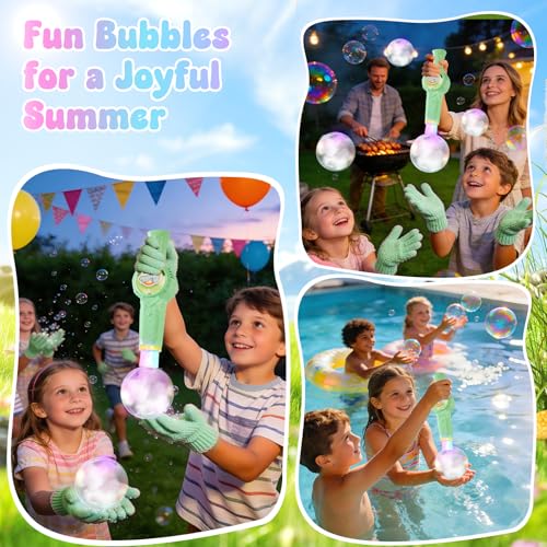 Smoke Bubble Machine, Elastic Bubble Fog Wand, Rechargeable Fog Bubble Machine with Lights & Sound, for Parties Outdoor Interactive Fun (Green) - color: Green