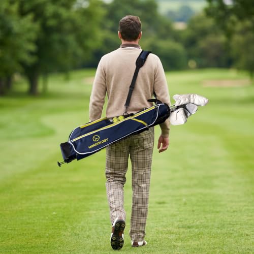 Small Golf Stand Bag Lightweight Golf Easy Carry Bag with Strap and Stand for The Driving Range, Par 3 and Executive Courses Small Golf Bags for Men or Women. - color: NAVY/YELLOW