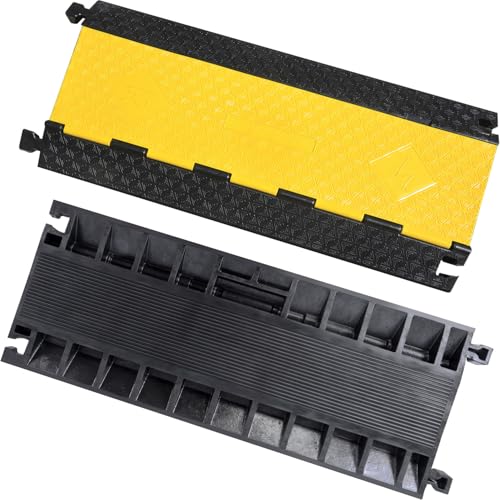 3-Channel Extensible Cable Protector Ramp, Floor Cord Cover - size: 3-Channel (2 Pack)