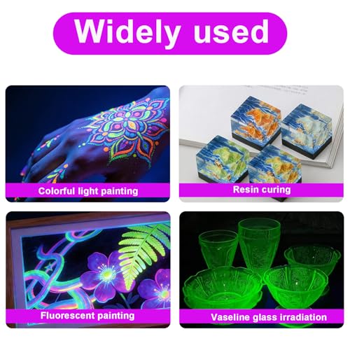 2 Pack UV Black Light Bar, USB Powered Ultraviolet Light Bar for Body Paint Glow Party, Fluorescent Posters, UV Resin Curing & Pet Urine Detector
