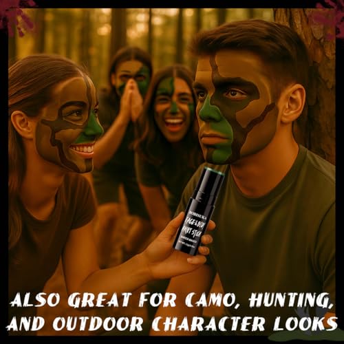 BOBISUKA Green Face Paint Stick, Highly Pigmented Full Coverage Washable Cream Face & Body Paint for Halloween Zombie Witch Monster Goblin Cosplay SFX Makeup, Sports Eye Black Looks & Costume Party - color: Green