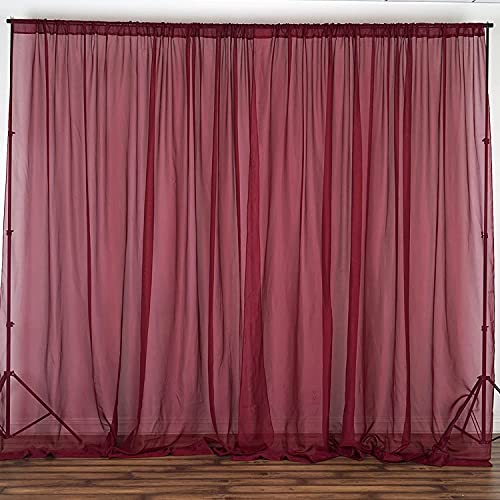Fire Retardant Resistant, Sheer Voile Chiffon Fabric Draping Panels | Voile Fabric - 120" Wide | Use for Backdrop Curtain (1 Panel Seamless 10 Feet Wide x 8 Feet Long, Burgundy) - color: Burgundy, size: 1 Panel Seamless 10 Feet Wide x 8 Feet Long