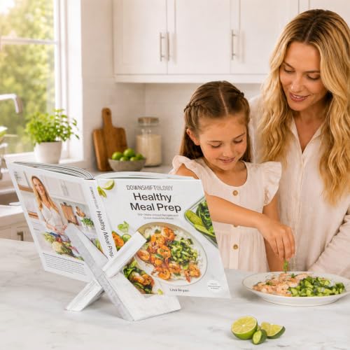PUERSI Cookbook Stand for Kitchen, Recipe Book Holder for Kitchen Counter | Wooden Cookbook Holder, Rustic Cook Book Holder Stand - Farmhouse White - 1 Set - color: Farmhouse White
