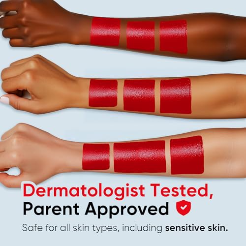 Blue Squid PRO Red Face Paint Stick - Waterproof Body Paint for Adults & Kids Eye Black Baseball, Eyeblack Softball - Vegan Hypoallergenic Twist-Up Non-Toxic Makeup Stick for Cosplay, Sports & SFX - color: Red