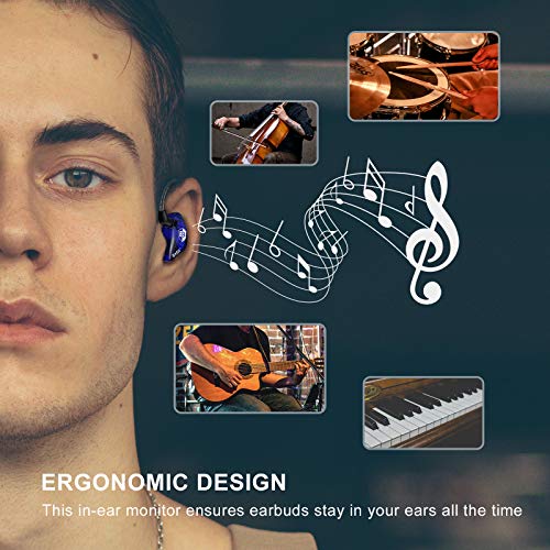 BASN Bsinger BC100 in Ear Monitor Headphones,Blue | Universal Fit Noise Isolating IEM Earphones for Musicians Singers Studio Audiophiles - color: Blue
