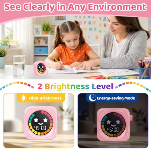 Visual Timer for Kids, 99 Minute Digital Cute Kids Visual Timer Classroom Timer for Homeschool Supplies Study Teaching Time Management Tool Countdown Productivity Timer, Pink, Colorful Display | Time Management Tool for Autism Homeschool Study Teaching, C
