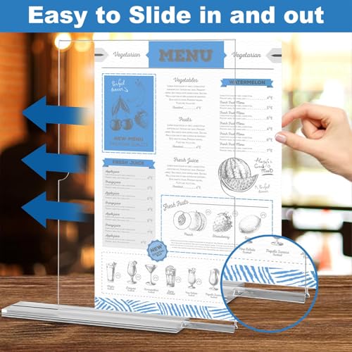 EHWINE 10 Pack 8.5 x 11 Acrylic Sign Holder, Clear Signs Display Holder Double-Sided Stand up Table Top Sign Holders Flyer Stand Frames Suitable for Office Business Store Hotels Party(Provide Non-slip Mats) | Clear Double-Sided Tabletop Display with Non-S