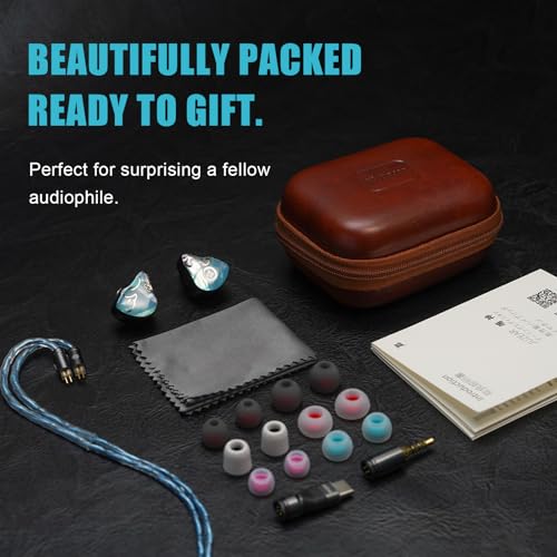 HiFiGo Juzear Defiant Gamefidelity Edition Gaming IEMs, 1DD+3BA Hybrid Driver Wired Earbuds, Noise Isolating in‑Ear Monitors with HD Mic, Swappable 3.5mm/USB‑C for PC/PS5/Switch/Mobile (Blue) - color: Blue