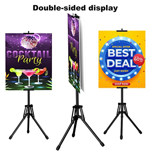 WHAUU Poster Stands for Display, Double-Sided Sign Holder Stand | Adjustable Sign Stand with Tripod, Height Up to 79 in, Poster Board Stand for Wedding, Restaurant & Business Advertising