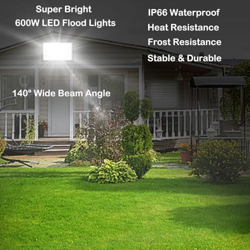 600W LED Flood Light 2Pack,Super Bright Daylight 5000K IP66 Waterproof Security Outdoor LED Arena Lights,Commercial Lighting Floodlight for Fields,Counts,Stadium - size: 600w-2pack