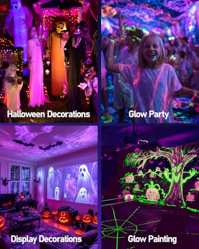 HIBOITEC Halloween Black Light Spotlight Outdoor 12W IP65 Waterproof LED Spot Lights Landscape Lighting with US Plug for Glow Party Body Paint Yard Garden Decorations 4Packs - size: 4 Pack