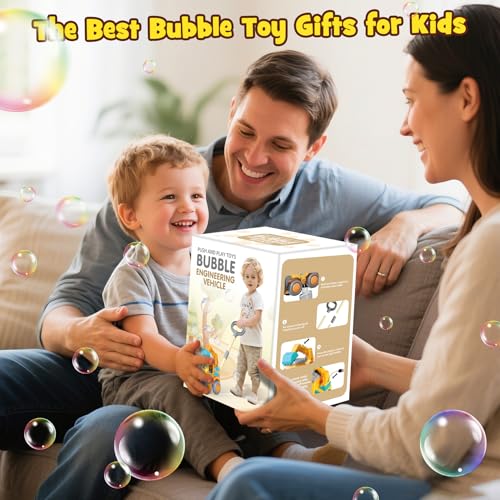 Automatic Bubble Machine Toys for Toddlers: Portable Construction Truck Bubble Maker Blower Toys for 3 4 5 6 Year Old Boy Girl Kids Outdoor Toys for Easter Party Birthday - style: Construction Truck