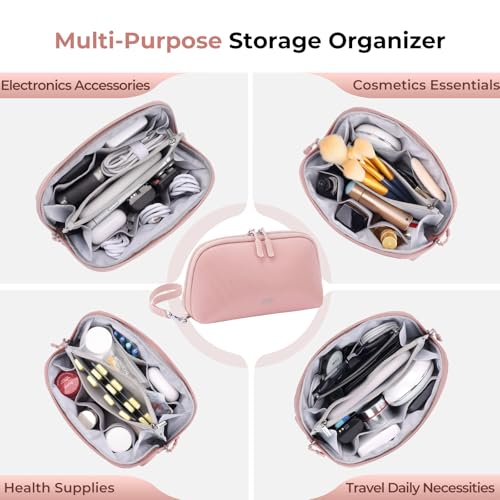 FYY Travel Cable Organizer - 8 Compartments, Lightweight, Water Repellent - color: Pink, size: (M) 8.9"× 5.1"× 3.3"