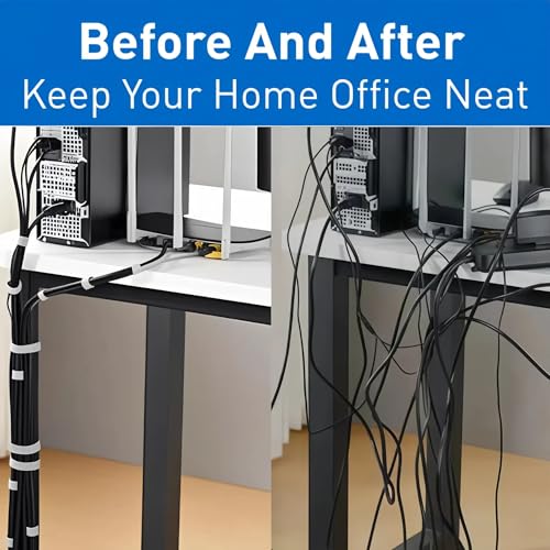 50 Ft x 1/2 In Reusable Cable Tie, Double Sided Hooks 40 Metal Buckles, Adjustable Cable Ties, Cable Management Tape, Cable Organization Ties, Cable Wrap for Home, Office, Wire Bundling (1/2In X 50Ft)