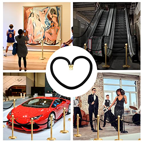 6 Pieces Velvet Stanchion Rope Bulk 4 Feet Party Crowd Control Barrier Safety Velvet Rope with Gold Hook for Movie Theater Opening, Hotel, Carpet, Not Include Stanchion Post(Black) - color: Black