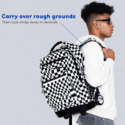 J World Sundance Laptop Rolling Backpack for Girls Boys. Roller Bookbag with Wheels, 20 Inch, Demim Heart - color: Denim Heart