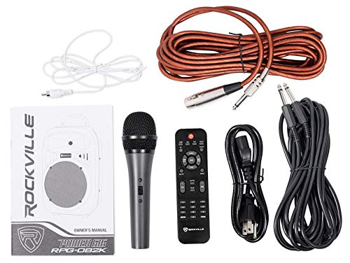 Rockville RPG082K Dual 8" Powered PA Speaker Package, Mic, Stands, Cables | 500W Peak, 125W RMS, Bluetooth, USB/SD, TWS Linking, XLR/RCA Inputs, Remote Control