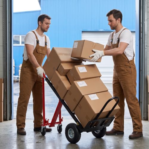 1000 LBS Heavy Duty Steel Hand Truck, 4-in-1 Convertible Dolly Cart - color: Red-1