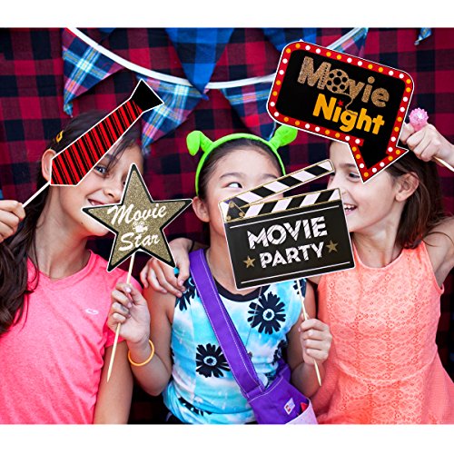 BESTOYARD Movie Night Photo Booth Props 21-Piece Kit – Cardboard Cutouts for Birthday, Prom & Themed Parties, Funny Props for Kids & Adults