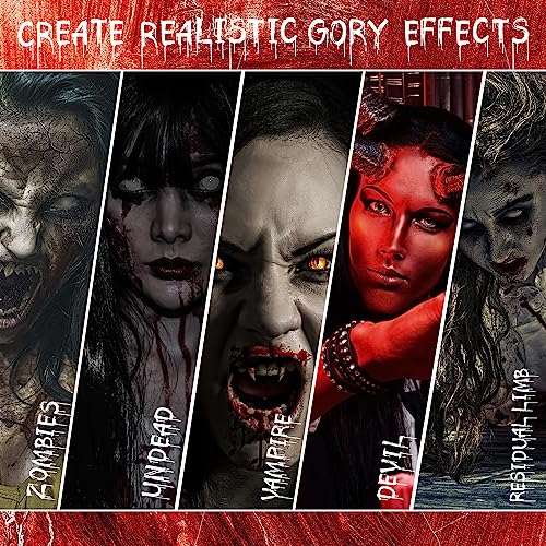 VIOLA HOUSE SFX Makeup Kit, Halloween Special Effects Makeup, 6 Colors Bruise Wound Face Body Paint + Scar Wax + Scar Oil + Liquid Latex + Fake Blood + Spatula + Stipple Sponge + Brush.