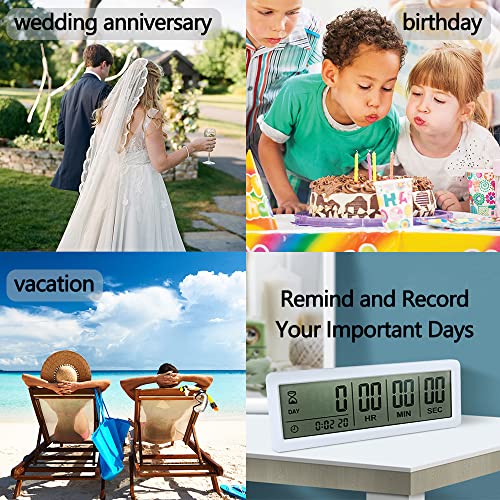 Digital Countdown Days Timer - White Upgraded Big 999 Days Count Down Clock with Stand Strong Magnetic Back for Vacation Retirement Wedding Holiday - style: M220 Day Timer