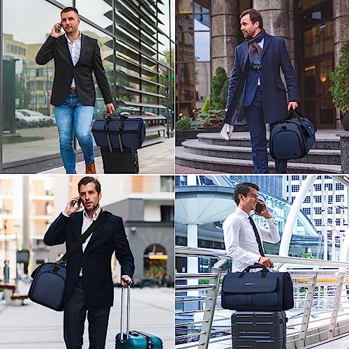 Convertible Garment Bags for Travel, Large Suit Bag Garment Duffle Bag with Shoulder Strap & Shoes Compartment, Carry On Garment Bag for Men Women-2 in 1 Hanging Suit Bags for Travel, Blue - color: Blue