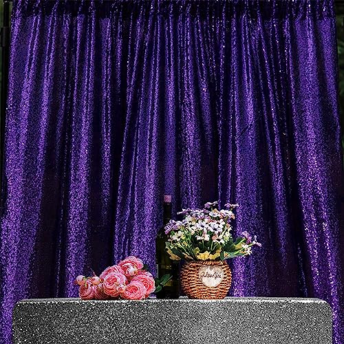 JYFLZQ Purple Sequin Backdrop Curtains for Party 2ft x 4ft 1Panel - color: Purple, size: 2 ft x 8 ft - 4 Panels