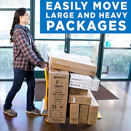 Mount-It! Heavy Duty Folding Hand Truck Dolly Platform Truck, 660 lb Flatbed Cart with Wheels, Foldable Platform Cart with 360° Swivel Casters, Push Cart for Moving Boxes & Furniture (MI-921) - size: 660 Lbs Fixed