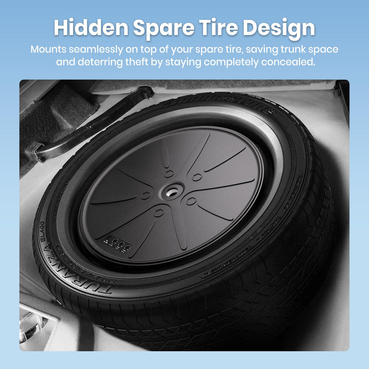 Junsun 12" Powered 800W Spare Tire Car Subwoofer with Built-in Amp & Remote | Anti-Theft Hidden Design, Deep Bass, Easy Plug & Play Install for Most Vehicles (Includes Wire Kit) - size: 12 inch 800W
