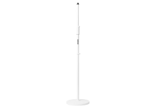 Round Base Mic Stand with Standard Height-Adjustable Twist Clutch and 10" Base, White (SH-RBMICSTAND10-W)