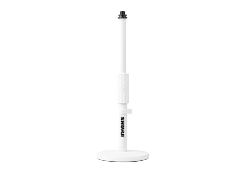 Round Base Desktop Mic Stand with Standard Height-Adjustable Twist Clutch and 6" Base, White (SH-DESKTOP1-W)