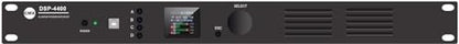 DSP-4400 4-Channel Power Amplifier with DSP and Dante; 4 x 400W Output at 8 Ohms, 4 x 800W Output at 4 Ohms; 1U Height 19" Rack-Mount Type; 240x240 Pixels IPS LCD Display
