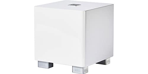 REL T/5x 8-Inch Powered Subwoofer – Compact Sealed Design with Class AB Amplifier, RCA Inputs, and Powerful Bass for HiFi Stereo Systems, Home Theater, and Surround Sound – High Gloss White Finish - color: High Gloss White