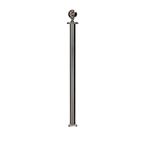 Montour Line CXLineF Post and Rope Stanchion, Fixed Base, (Satin Stainless Steel Post, Ball Top) - color: Ball Top, size: Satin Stainless Steel