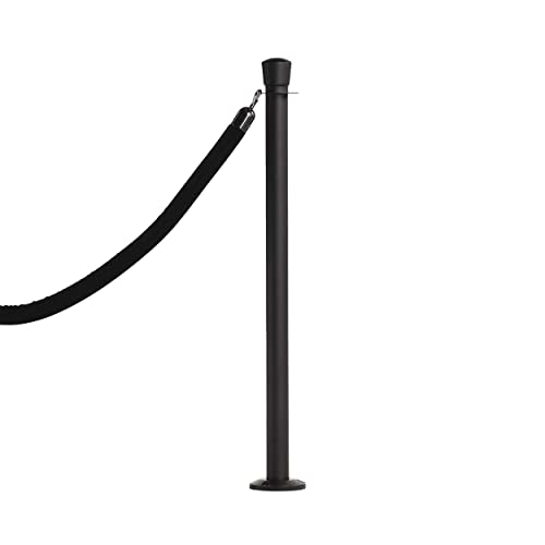 Montour Line CXLineF Post and Rope Stanchion, Fixed Base, (Satin Stainless Steel Post, Crown Top) - color: Crown Top, size: Satin Stainless Steel