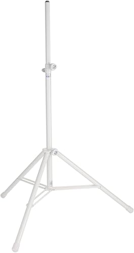K&M König & Meyer 21460.177.76 Speaker Stand | Spring-Loaded/Locking Height Adjust | Double Cross Leg Brace | Lightweight Compact | Includes Adaptor Sleeve | Max Load 110 lbs | German Made | White - color: White