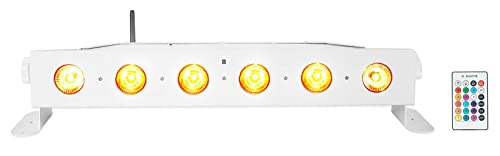 Rockville Best Strip 60 White Rechargeable Wash Light Bar, Wireless DMX | RGBWA+UV, 6x6W LEDs, Wireless Remote, Up to 22-Hour Battery, Sound Activated, 6500 Lux, 8800mAh, Flicker Free, LCD Display - color: White