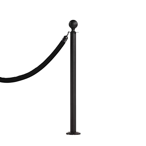 Montour Line CXLineF Post and Rope Stanchion, Fixed Base, (Satin Stainless Steel Post, Ball Top) - color: Ball Top, size: Satin Stainless Steel