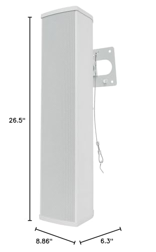 Rockville WET ARRAY 5 White 70V 60W Commercial Wall Mount Swivel Column Speaker, 2-Way Line Array Design, IP55 Waterproof, Indoor/Outdoor Use for Restaurants, Churches, Auditoriums | Adjustable Tap 60W, 30W, 15W, 7.5W, IP55, 2-Way, (4) 3" Mids + Tweeter,
