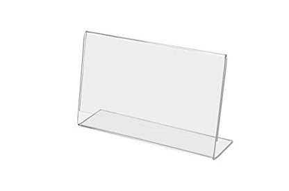 Marketing Holders 2 Pack Acrylic Sign Holder for 5" x 3" Printed Materials Clear Slant Back Plexiglass Countertop Side Load Graphic Image Display for Retail Stores Hotels Offices and Restaurants - size: 5"W x 3"H