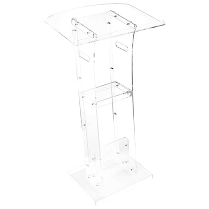 VEVOR Podium Stand, 43-Inch Acrylic Lectern, Portable Laptop Desk with Wide Reading Surface and Storage Shelf, Book Stopper, Floor-Standing, for Classroom, Wedding, Conference, Lecture and Concert - style: 43" White